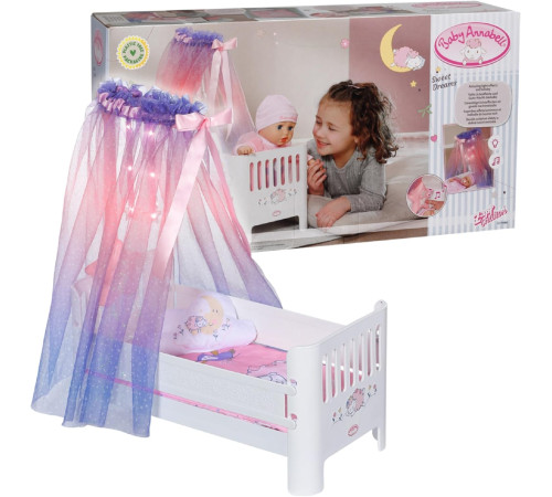  zapf 710302 pătuț pentru păpuși cu accesorii "sweet dreams -baby annabell"