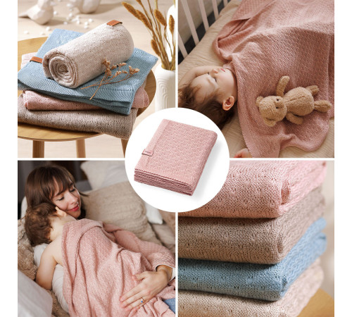 babyono-81232 1673/03 Плед трикотажный бамбуковый (75 x 100 см) бежевый