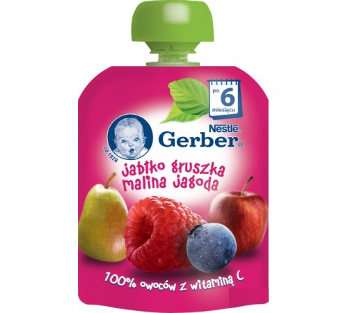 Gerber Пюре «Яблоко-груша-малина-черника» 90 гр. (6+) Детское питание в Молдове gerber Пюре «Яблоко-груша-малина-черника» 90 гр. (6+)