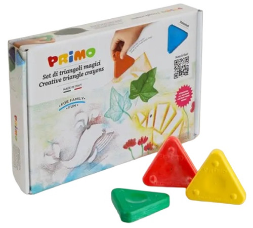 Primo 0721TRI8ST Creioane triunghiulare din ceară cu șabloane (8 culori)  primo 0721tri8st creioane triunghiulare din ceară cu șabloane (8 culori)