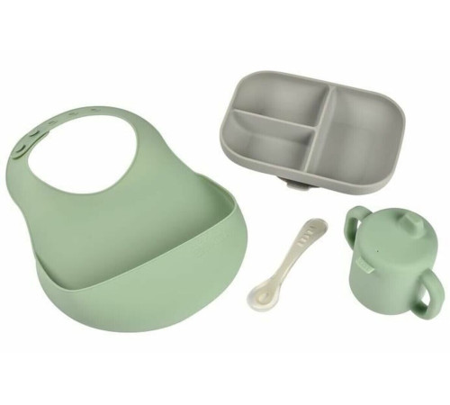 beaba 5786 set de masa din silicon essentials (4 piese) verde