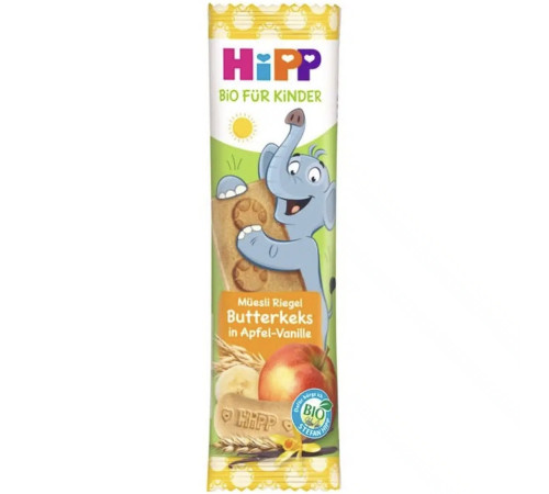  hipp 31367 gustare cu fructe și cereale mere, banane, biscuiti cu unt și vanilie (12 l+) 20 gr.