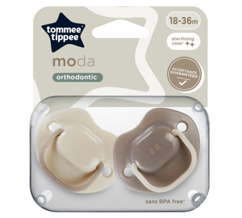 Питание и аксесcуары в Молдове tommee tippee tt0501 Пустышка симметричная силиконовая "moda" (18-36 м) 2 шт.