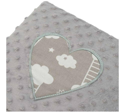 new baby 42796 cocon cu pernă și pătura minky clouds grey