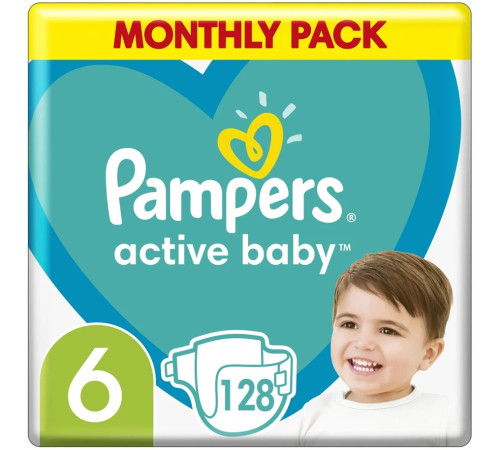 pampers active baby 5 (13-18 kg.) 128 buc.