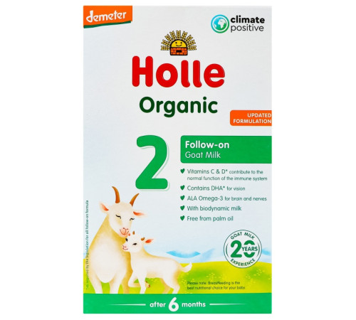 Сухая молочная смесь на козьем молоке holle organic 2 (6 м+) 400 гр.