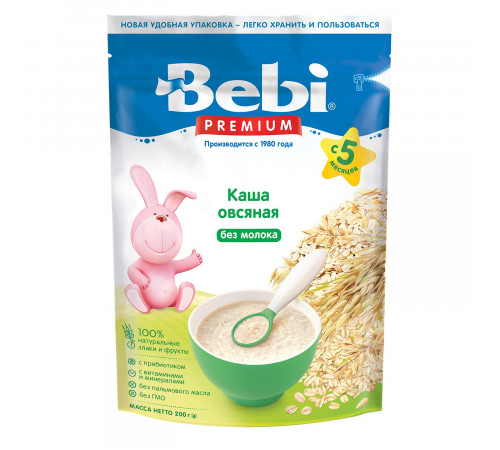  bebi premium terci de ovăz fără lapte (5 m+) 200 gr.