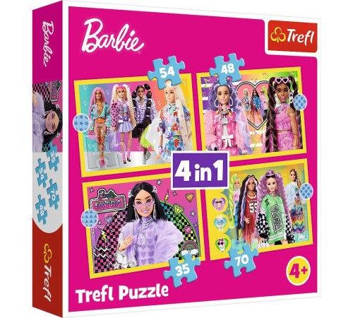  trefl 34626 trefl 34626 puzzle 4 în 1 "happy world of barbie" (35/48/54/70 el.)