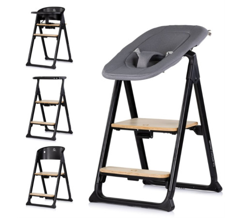  chipolino sthqu02601ch scaun pentru copii 4-&icirc;n-1 "quatro" negru