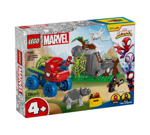  lego marvel 11199 constructor "echipa spidey salvează un crawler de dinozaur" (136 el.)