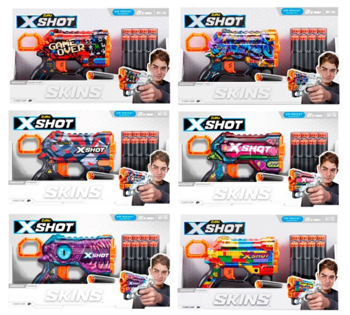 Zuru 36515 Бластер X-Shot Skins Menace (8 патронов) в асс.  zuru 36515 Бластер x-shot skins menace (8 патронов) в асс.