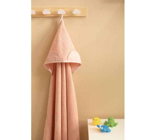 sensillo-4190 Полотенце креповое с капюшоном "Мишка" (100х100 см) розовый