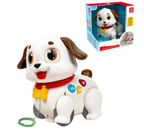 hola toys he9977 jucărie de tras "cățeluș" cu sunet și lumină