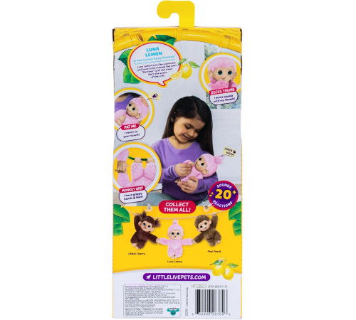 little live pets 26729 Интерактивная игрушка-обезьянка: my baby monkey minis (19 см) в асс.