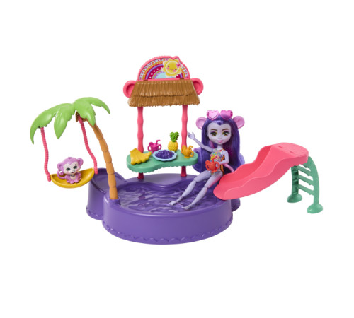 enchantimals htw73 set de joс "meggy maimuță într-o piscină tropicală"