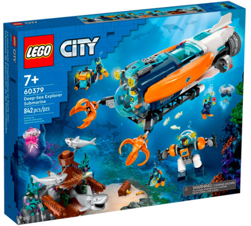  lego city 60379 Конструктор "Глубоководная исследовательская подводная лодка" (842дет.)