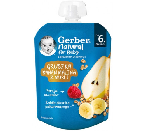  gerber piure "pere-banane-zmeura-cereale" (6 m+) 80 gr.