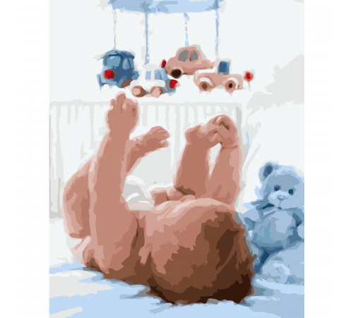  strateg leo va-0886 Картина по номерам "Младенец с подвесными игрушками" (40х50 см.) 