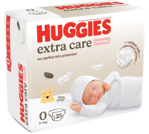 huggies extra care 0 (0-4 кг.) 25 шт.