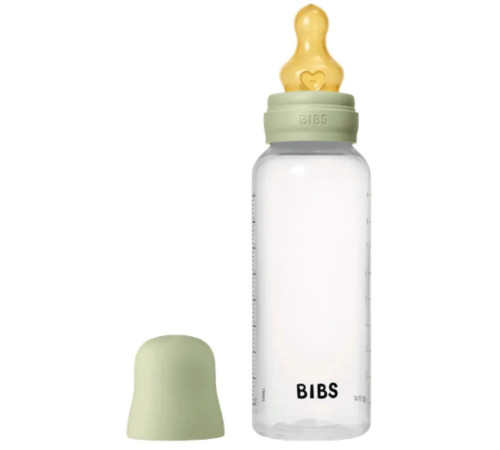 bibs Пластиковая антиколиковая бутылочка с латексной соской (270 мл.) sage