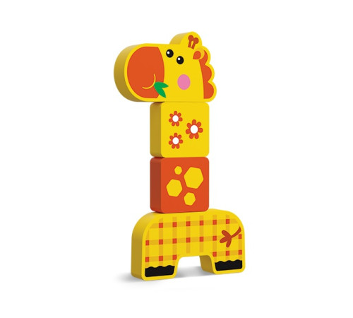 kids hits kh20/003 Деревянные кубики "Дружелюбный жираф"