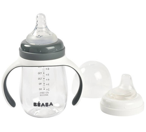  beaba 5553 biberon de invatare 2in1(210 ml.) gri