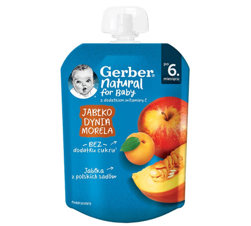  gerber Пюре "mar-dovleac-caise" (6 m+) 80 gr.