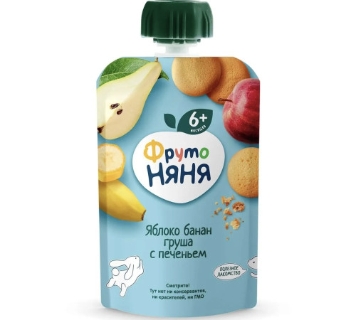 Детское питание в Молдове ФрутоНяня Пюре яблоко-банан-груша-печенье 90г. (6 м+)