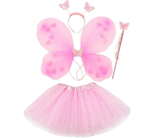 funny fashion zja359685 set aripi de fluture cu fustita, cerc si bagheta (alb/violet/roz)