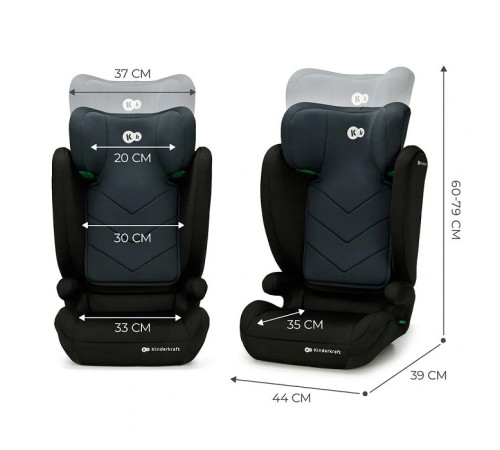 kinderkraft scaun auto 2in1 i-spark i-size gr. 2/3 (100-150 cm.) negru
