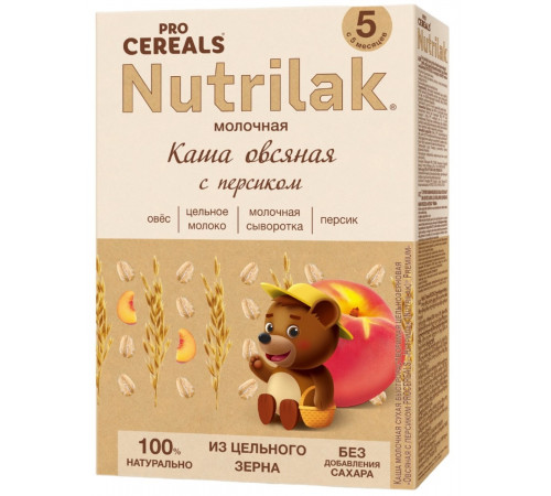 Детское питание в Молдове nutrilak Каша молочная овсяная с персиком (5 м +) 200 гр.