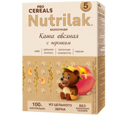 nutrilak Каша молочная овсяная с персиком (5 м +) 200 гр.*****