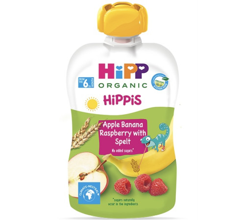  hipp 8534 piure hippis mere-banane-zmeură-cereale (6 m+) 90g.