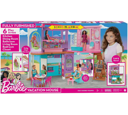barbie hcd50 Двухэтажный дом для отдыха Барби (30 аксессуаров)