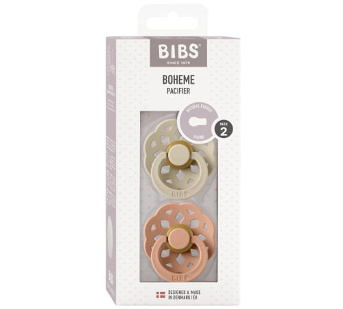 bibs Пустышка круглая латексная "boheme" vanilla & peach (6-18 м.) 2шт.