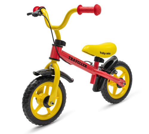  baby mix 56306 Беговел с тормозом "traveller" жёлтый\красный)