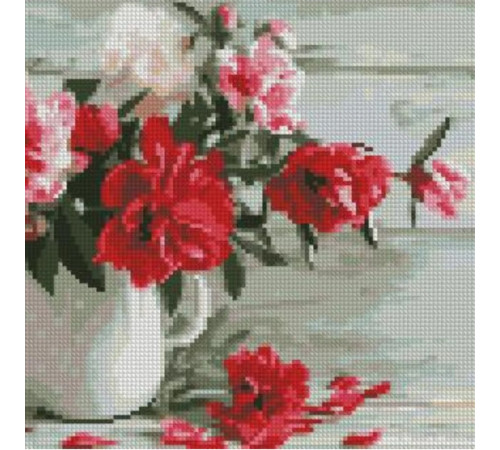  strateg leo ca-0043 Алмазная мозаика "Красные пионы" (30 x 30 см.)
