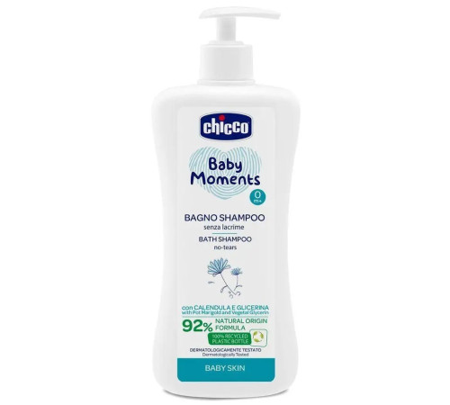 chicco 10590 gel de duș și șampon "fara lacrimi" cu extract de gălbenele "baby moments" (500 ml.) 