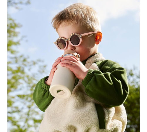babymoov a005010 sticlă de apă termică din oțel inoxidabil "little explorer ivory" (12 luni+) 350 ml. 