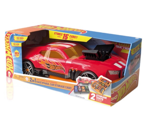 hot wheels hwcc15r Гоночный автомобиль-гараж 2 в 1 (красный)
