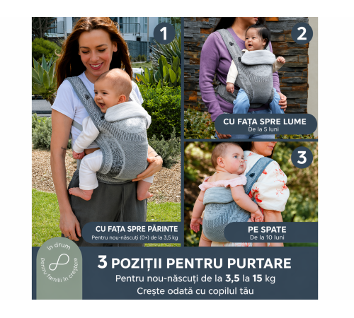 dreambaby g2460 marsupi pentru bebeluși inspire (gri)