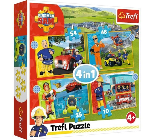  trefl 34387 puzzle 4 in1 "brave fireman sam" (35/48/54/70 el.) 
