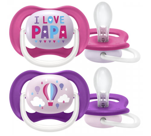 avent scf080/10 Пустышка силиконовая ultra air "i love" (6-18 м.) 2 шт. в асс.