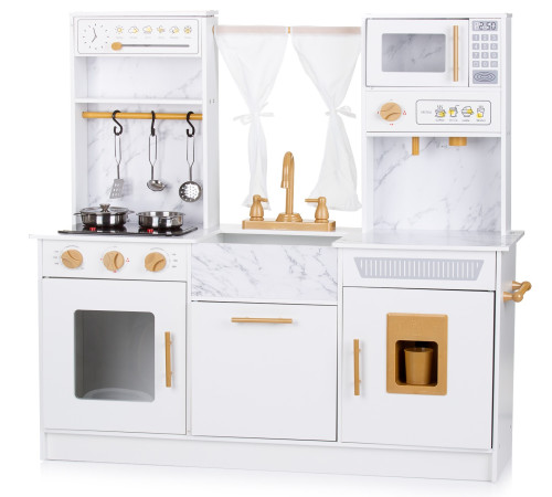  chipolino diwh02403568 Детская деревянная кухня (83,5 см) с 5 металлическими кастрюлями и светодиодной подсветкой