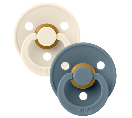  bibs suzeta rotunda din latex ivory & petrol   (0-6 luni) 2 buc.