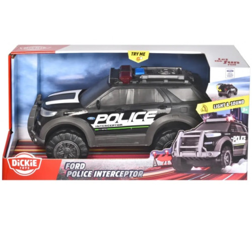  dickie 3306017 jeep poliție ford cu lumină și sunet (30 cm.)