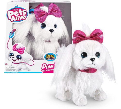 zuru pets alive 9531 Интерактивная игрушка "Белый щенок с поводком paw paw puppy"