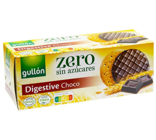 gullon Печенье без сахара покрытое темным шоколадом"zero degistive choco" (270 гр.)