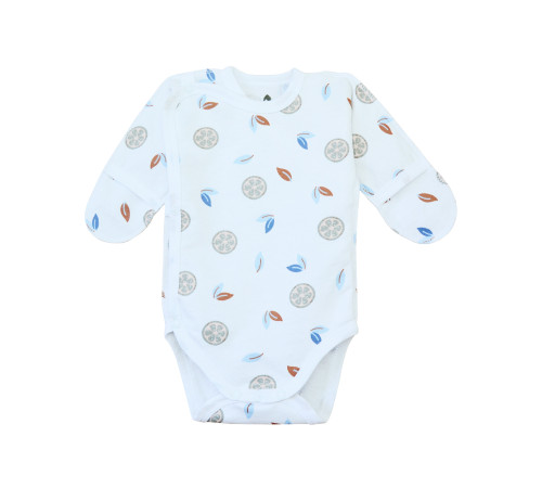 Minikin 231530162 Body cu maneca lunga "Mix" (m.62) alb cu model   minikin 231530162 body cu maneca lunga "mix" (m.62) alb cu model