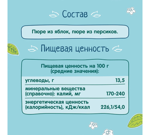 ФрутоНяня piure de mere și piersici 100 gr. (5 luni+)